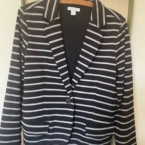 Garnet Hill Knit Cotton Blazer Striped